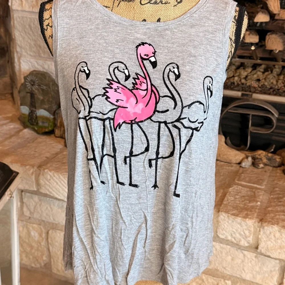 Justice Gray Tank Top with Pink Accents - Picture 2 of 6